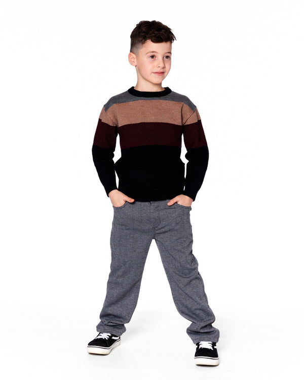 Color Block Knit Sweater Red And Black - H20OBT72_000