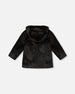Bear Faux Fur Coat Black With Gold Polka Dots - H20OG51_999