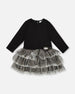 Glittering Mesh Skirt Party Dress Black - H20OG87_999