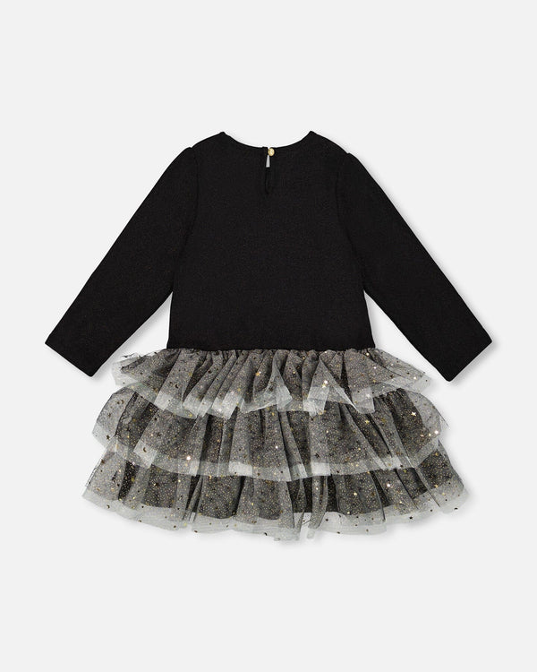 Glittering Mesh Skirt Party Dress Black - H20OG87_999