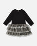 Glittering Mesh Skirt Party Dress Black - H20OG87_999
