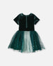 Bi-Material Short Sleeve Party Dress Forest Green - H20OG88_393