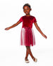 Bi-Material Short Sleeve Party Dress Red - H20OG88_749