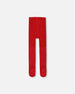 Knit Tights Red With Tone-On-Tone Star Pattern - H20OGT_749