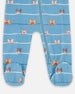 One-Piece Organic Cotton Pajama Blue Dog Print - H20PA40US_062