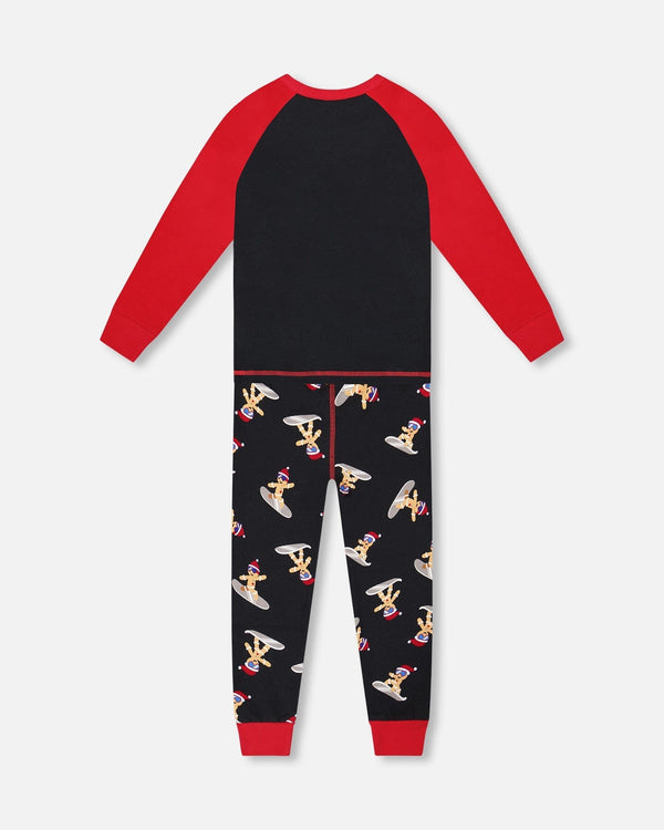 Two-Piece Organic Cotton Pajama Set Black Cookie Print - H20PB10US_067