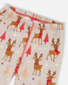 Two-Piece Organic Cotton Pajama Set Beige Reindeer Print - H20PB10US_068