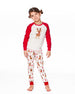 Organic Cotton Two-Piece Pajamas Beige Girly Reindeer Print - H20PG10US_041