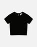 Short Sleeve Stretch Velour Top Black - H20Q71_999