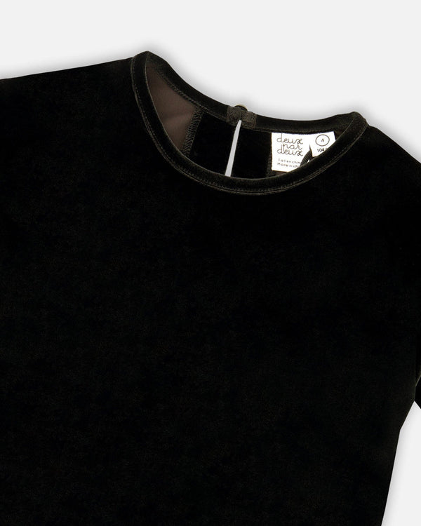 Short Sleeve Stretch Velour Top Black - H20Q71_999
