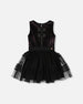 Sleeveless Bi-Material Velour And Mesh Dress Black - H20Q85_999