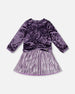 Long Sleeve Bi-Material Velour And Jersey Dress Purple Gray - H20Q92_547