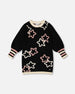 Long Sleeve Knit Dress Black With Stars - H20QT94_999