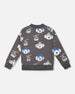Fleece Pullover Sweatshirt Gray Dog Print - H20T31_060