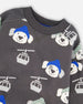 Fleece Pullover Sweatshirt Gray Dog Print - H20T31_060