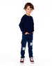 Long Sleeve Brushed Jersey Striped Tee Black - H20U08_999