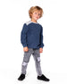 Super Soft Long Sleeve Flat Back Rib Top With Elbow Patches Navy Blue - H20U09_481
