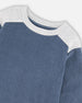 Super Soft Long Sleeve Flat Back Rib Top With Elbow Patches Navy Blue - H20U09_481