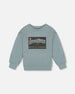 Animated Print French Terry Sweatshirt Sage Green - H20U36_478