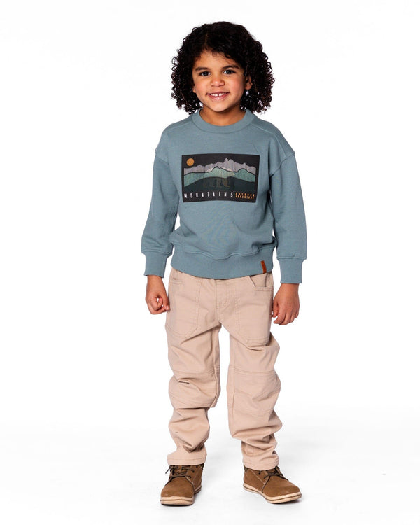 Animated Print French Terry Sweatshirt Sage Green - H20U36_478