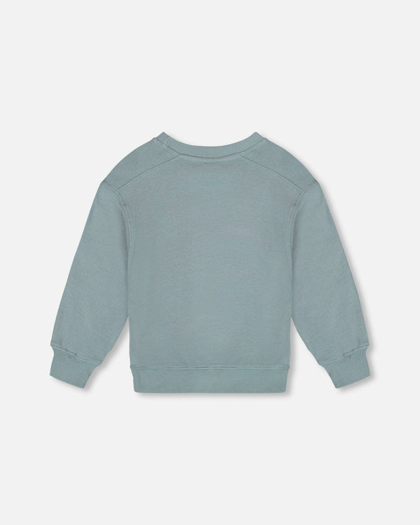 Animated Print French Terry Sweatshirt Sage Green - H20U36_478