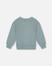 Animated Print French Terry Sweatshirt Sage Green - H20U36_478