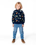 Pullover Fleece Sweatshirt Navy Animal Print - H20U37_030