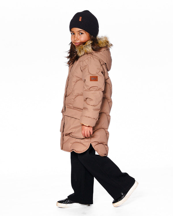 Long Wavy Quilt Puffy Winter Coat Chanterelle - H20W59_182