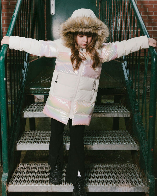 Long Metallic Puffy Winter Coat White - H20W60_165