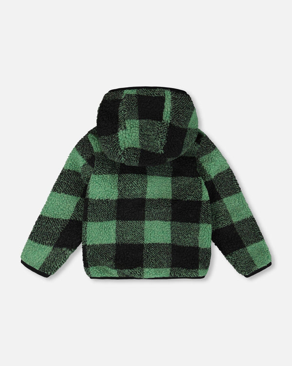 Reversible Mid-Season Sherpa Jacket Teal Plaid Outerwear Deux par Deux