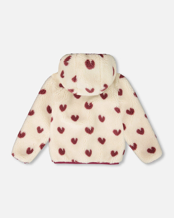 Reversible Mid-Season Sherpa Jacket Burgundy Heart - H20W65_540