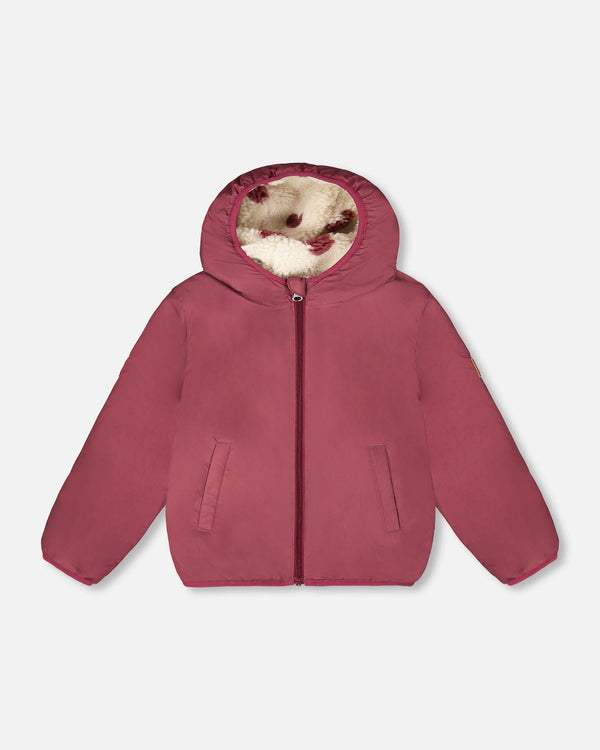 Reversible Mid-Season Sherpa Jacket Burgundy Heart - H20W65_540