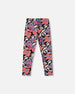 Stretch Jersey Leggings Black Retro Flower Print - H20Z61_013