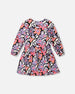 Jersey Dress Black Retro Flower Print - H20Z86_013