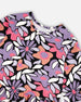 Jersey Dress Black Retro Flower Print - H20Z86_013