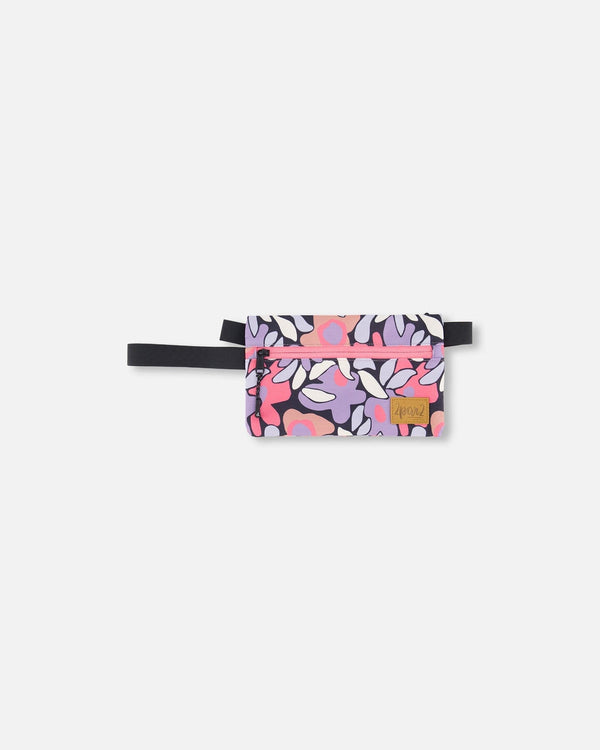 Double Pencil Case Black Retro Flower Print - H20ZEC_013