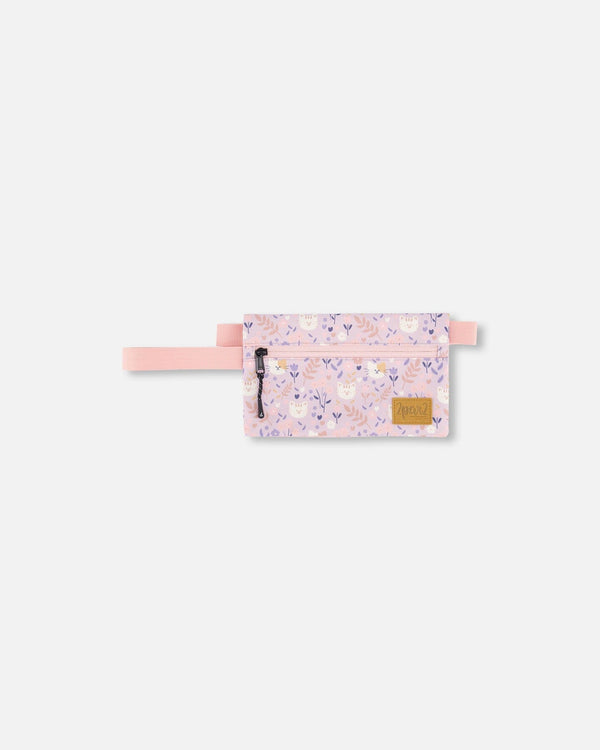 Double Pencil Case Lilac Retro Flower Print - H20ZEC_014