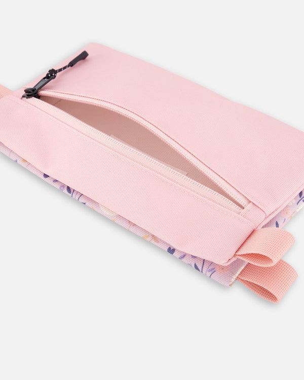 Double Pencil Case Lilac Retro Flower Print - H20ZEC_014