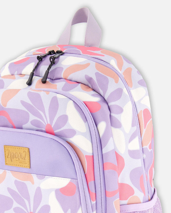 Little Kids Backpack Lilac Retro Flower Print School Supplies Deux par Deux