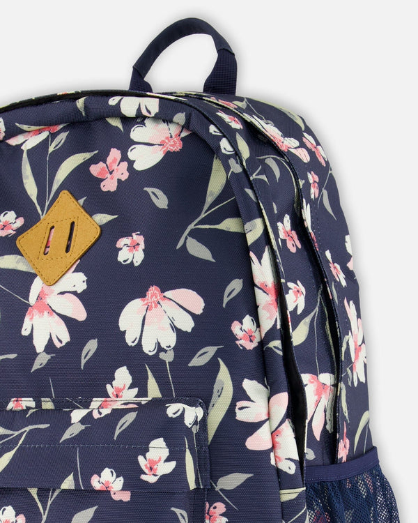 Kids Backpack Navy Flower Print - H20ZSD_016