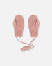 Baby Knit Mittens With String Dusty Pink - H20ZW06_643
