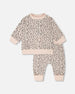 Organic Cotton Jersey Sweater And Pants Set Peach Animal Print - H30A11_3H056