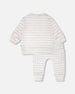 Soft Jersey Sweater And Pants Set White And Grey Stripes - H30D12_3H211