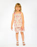 Tank Top With Smocking And Shorts Set In Muslin Off White Printed Flowers - H30F10_3H050