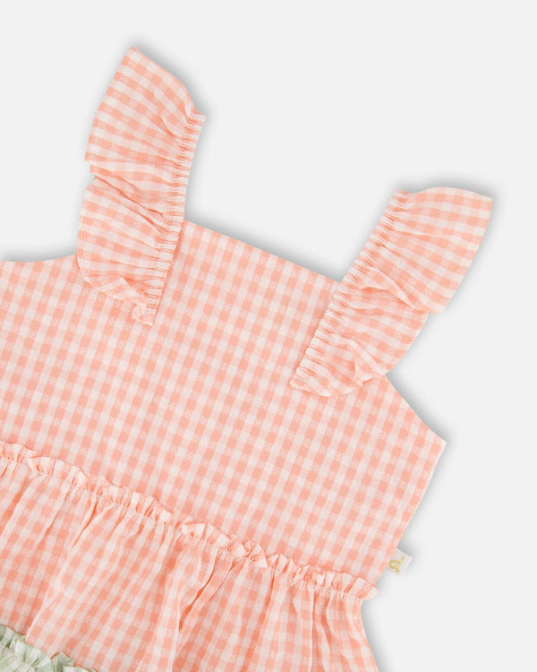 Tunic And Organic Cotton Capri Set Coral Gingham And Coral - H30F11_3H107