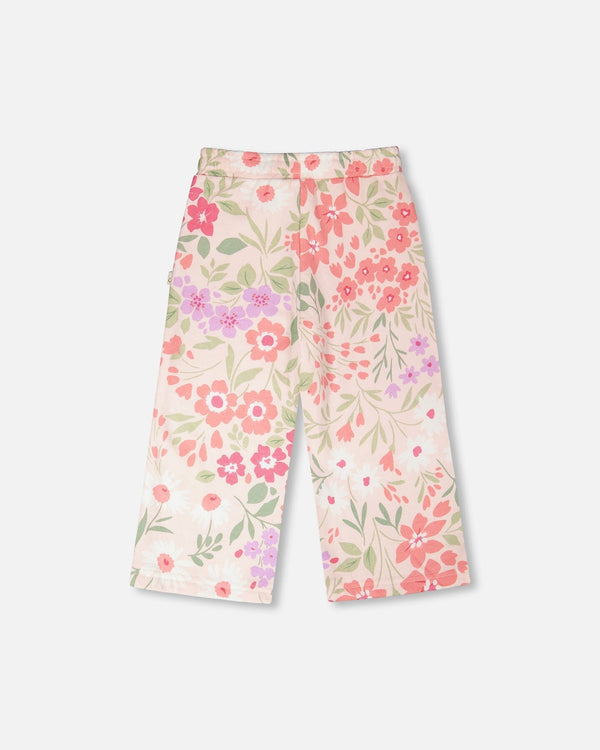 French Terry Pants Pink Printed Flowers - H30F20_3H216