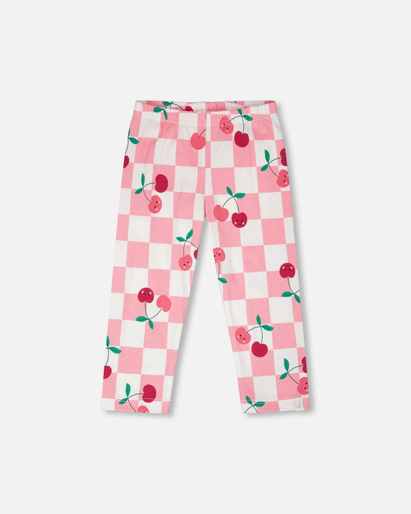 Organic Cotton Jersey Capri Pink Printed Cherries - H30L60_3H140