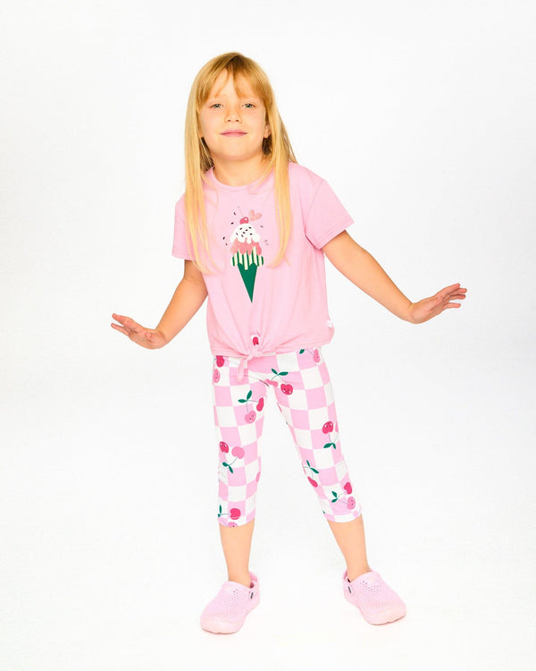 Organic Cotton Jersey Capri Pink Printed Cherries - H30L60_3H140