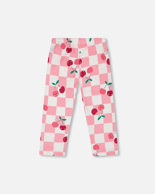 Organic Cotton Jersey Capri Pink Printed Cherries - H30L60_3H140