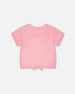 Organic Cotton Jersey T-Shirt With Tie At Waist Pink - H30L70_06050